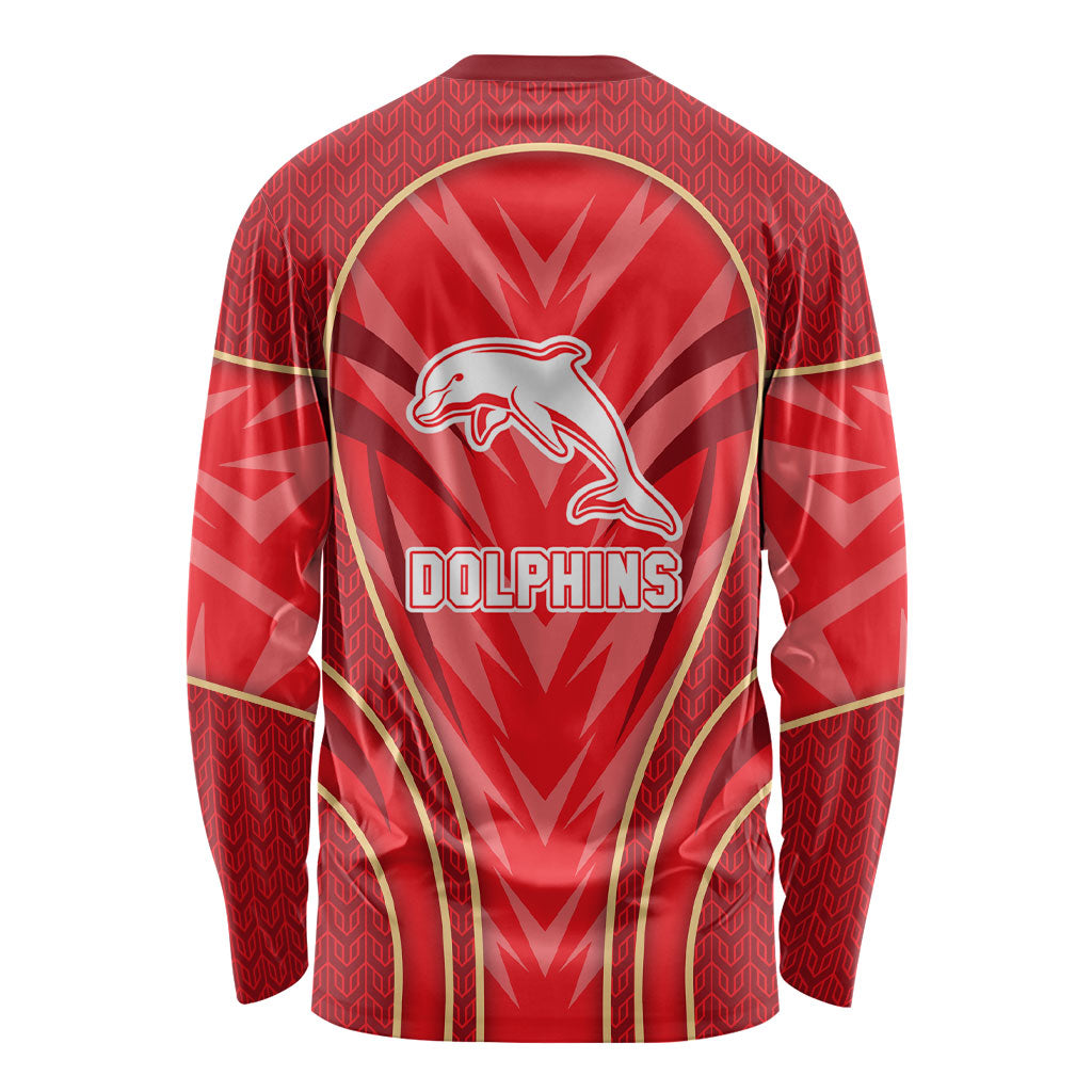 Dolphins Rugby Mascot Long Sleeve Shirt Australian Rugby Culture - Tribal Inspired Dolphin