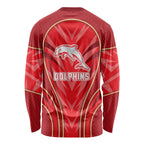 Dolphins Rugby Mascot Long Sleeve Shirt Australian Rugby Culture - Tribal Inspired Dolphin