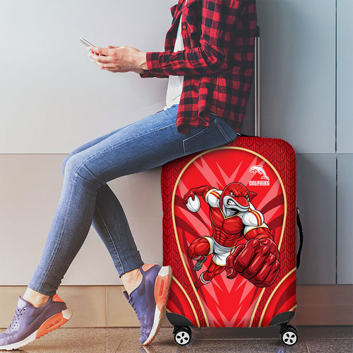 Dolphins Rugby Mascot Luggage Cover Australian Rugby Culture - Tribal Inspired Dolphin