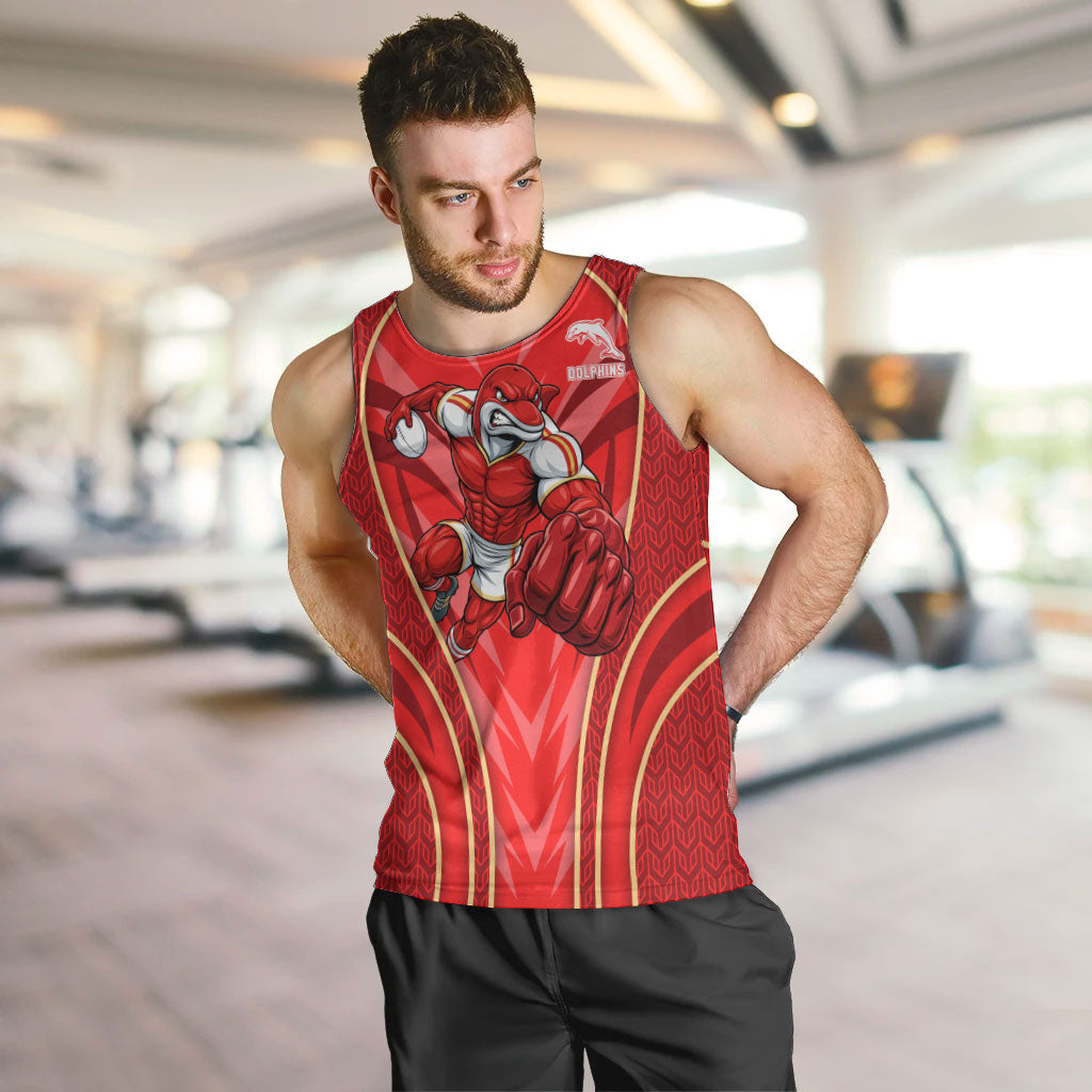 Dolphins Rugby Mascot Men Tank Top Australian Rugby Culture - Tribal Inspired Dolphin