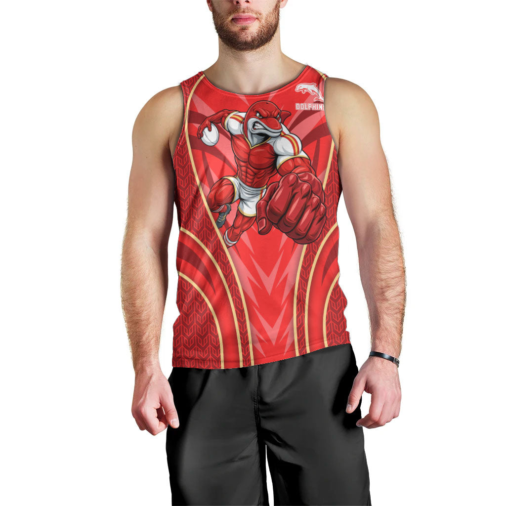 Dolphins Rugby Mascot Men Tank Top Australian Rugby Culture - Tribal Inspired Dolphin