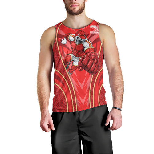 Dolphins Rugby Mascot Men Tank Top Australian Rugby Culture - Tribal Inspired Dolphin