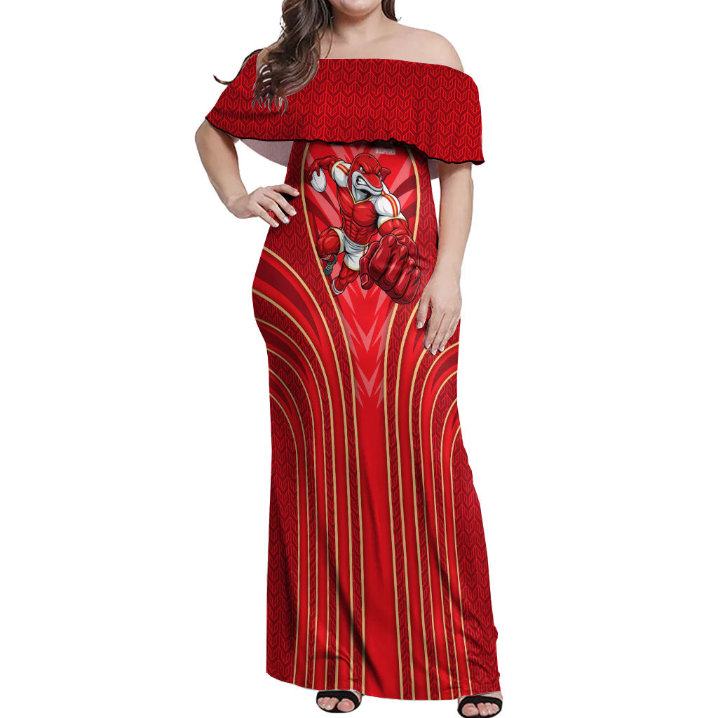 Dolphins Rugby Mascot Off Shoulder Maxi Dress Australian Rugby Culture - Tribal Inspired Dolphin