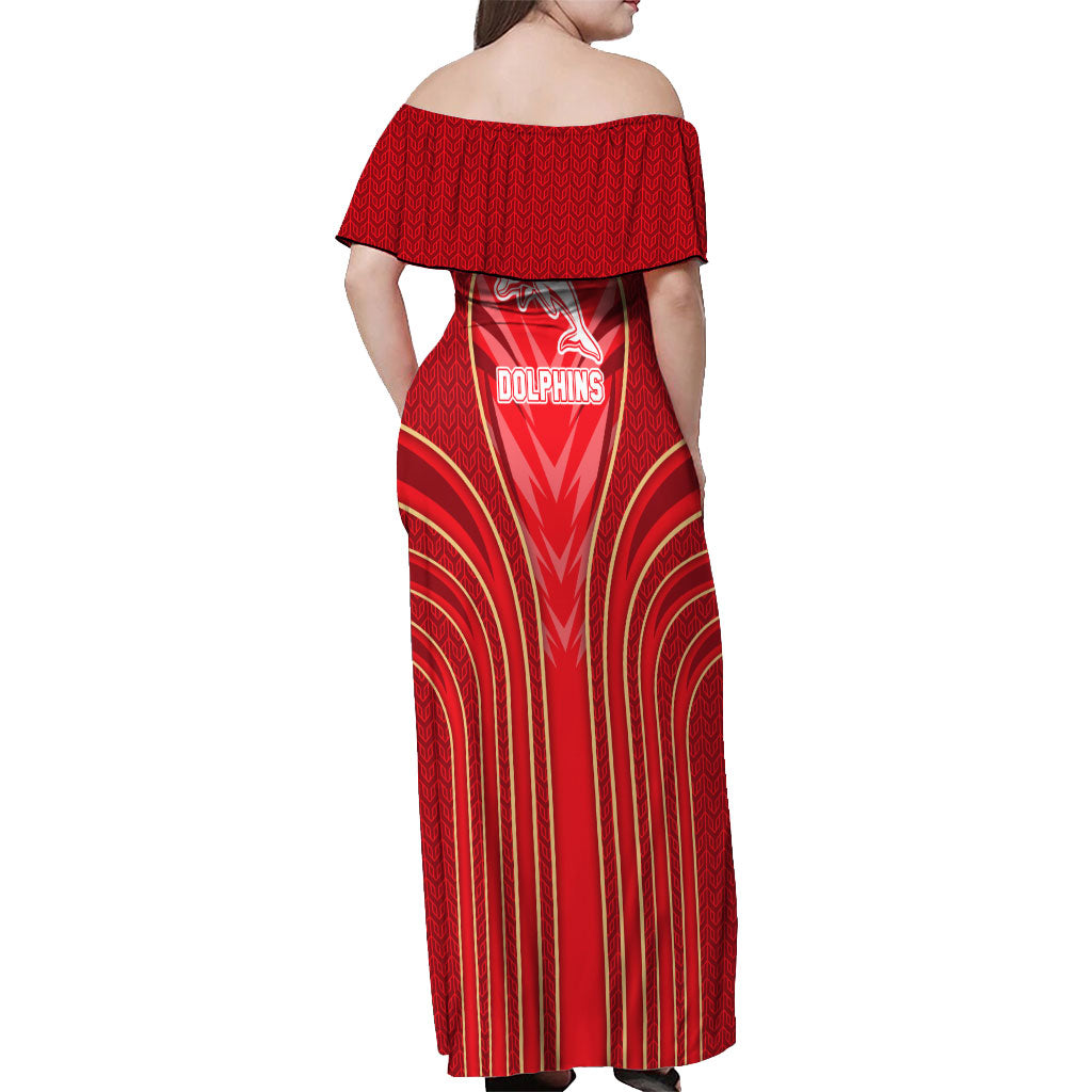Dolphins Rugby Mascot Off Shoulder Maxi Dress Australian Rugby Culture - Tribal Inspired Dolphin