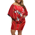 Dolphins Rugby Mascot Off Shoulder Short Dress Australian Rugby Culture - Tribal Inspired Dolphin