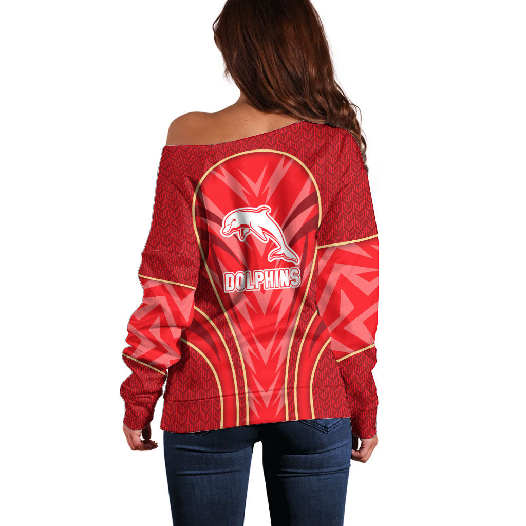 Dolphins Rugby Mascot Off Shoulder Sweater Australian Rugby Culture - Tribal Inspired Dolphin