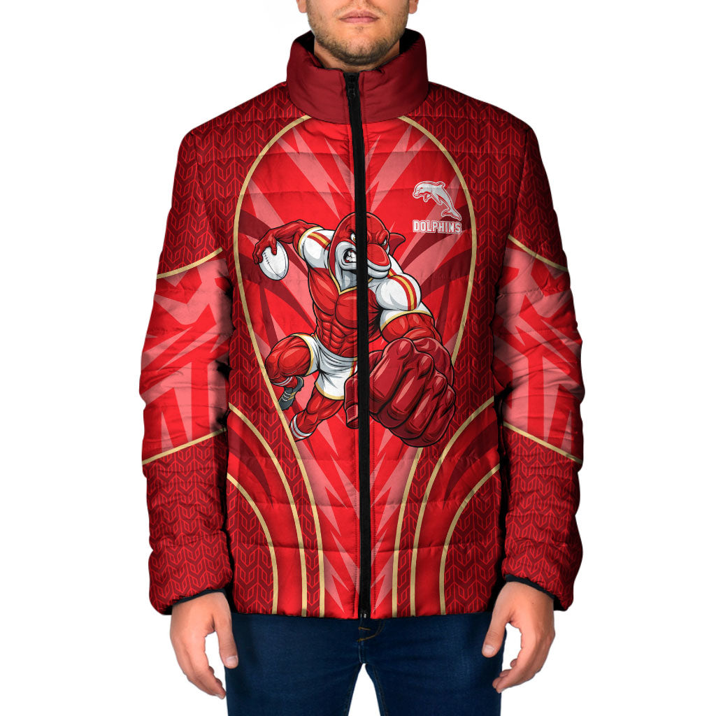 Dolphins Rugby Mascot Padded Jacket Australian Rugby Culture - Tribal Inspired Dolphin