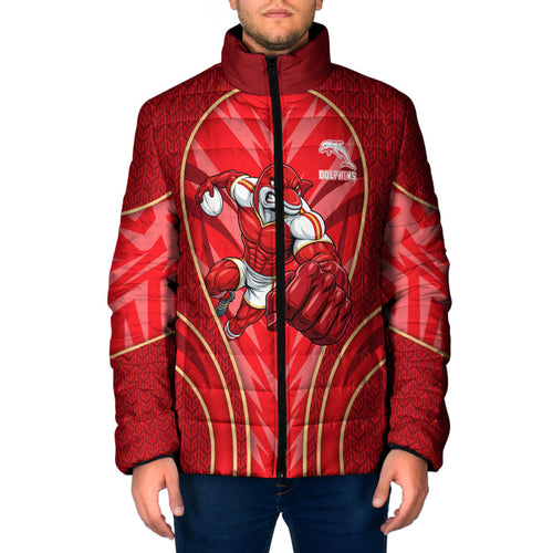 Dolphins Rugby Mascot Padded Jacket Australian Rugby Culture - Tribal Inspired Dolphin