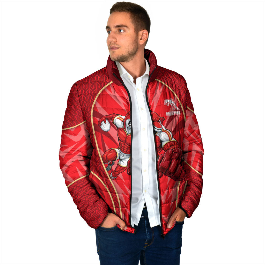 Dolphins Rugby Mascot Padded Jacket Australian Rugby Culture - Tribal Inspired Dolphin