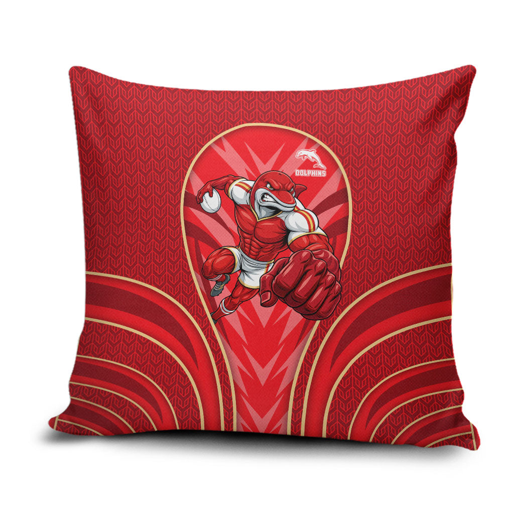 Dolphins Rugby Mascot Pillow Cover Australian Rugby Culture - Tribal Inspired Dolphin