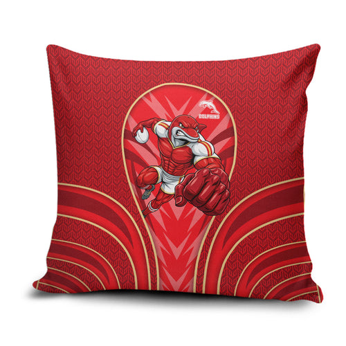 Dolphins Rugby Mascot Pillow Cover Australian Rugby Culture - Tribal Inspired Dolphin