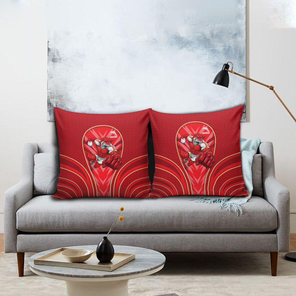 Dolphins Rugby Mascot Pillow Cover Australian Rugby Culture - Tribal Inspired Dolphin