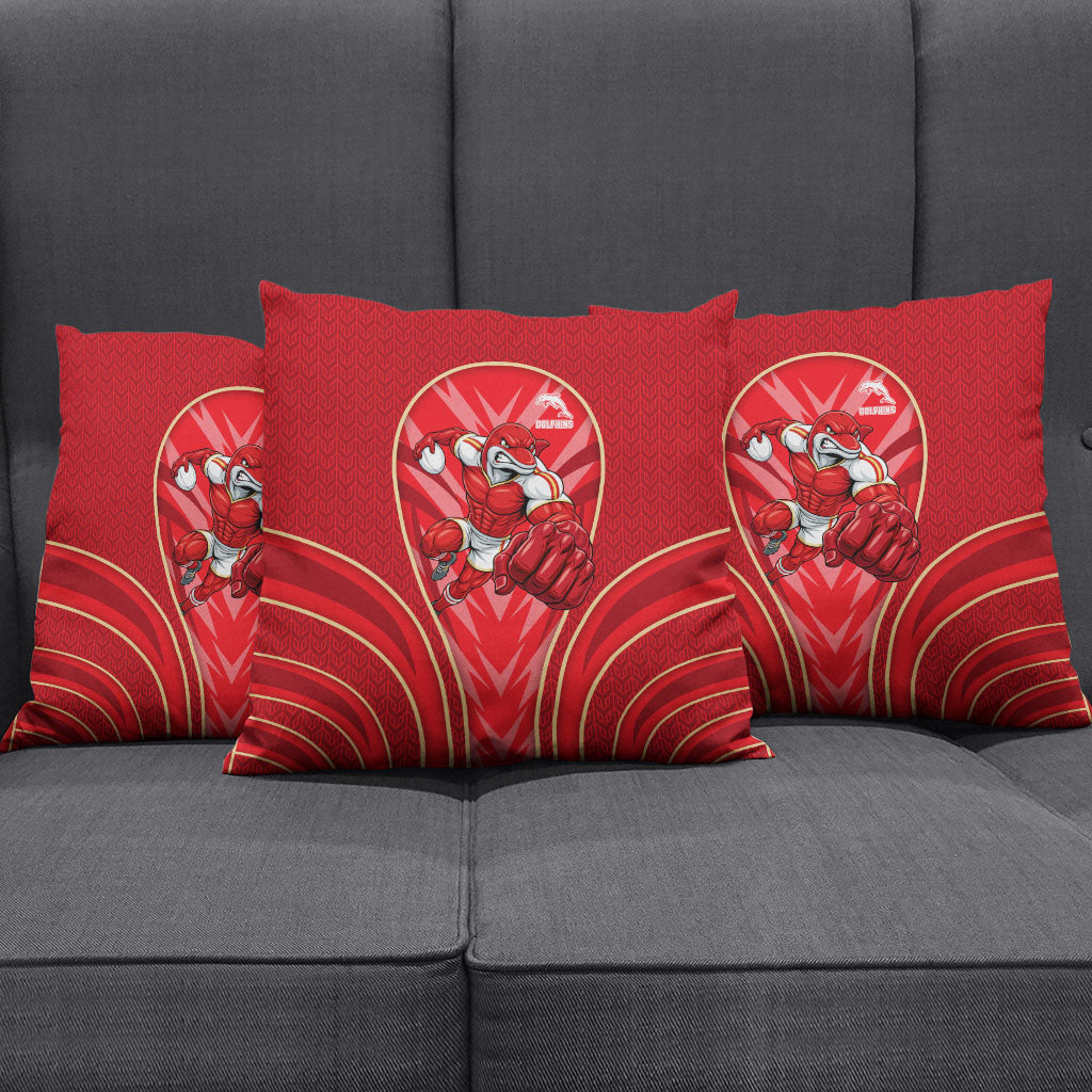 Dolphins Rugby Mascot Pillow Cover Australian Rugby Culture - Tribal Inspired Dolphin