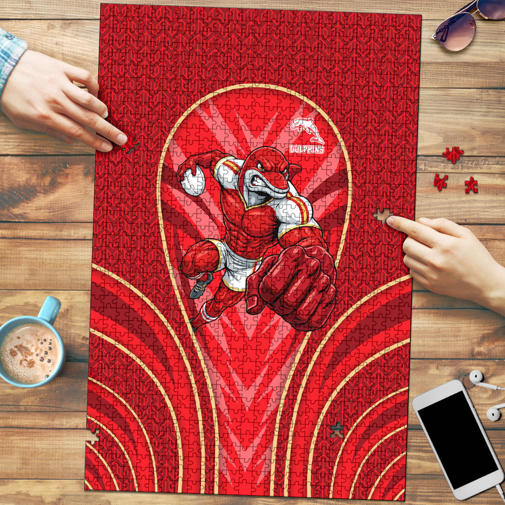 Dolphins Rugby Mascot Puzzle Australian Rugby Culture - Tribal Inspired Dolphin