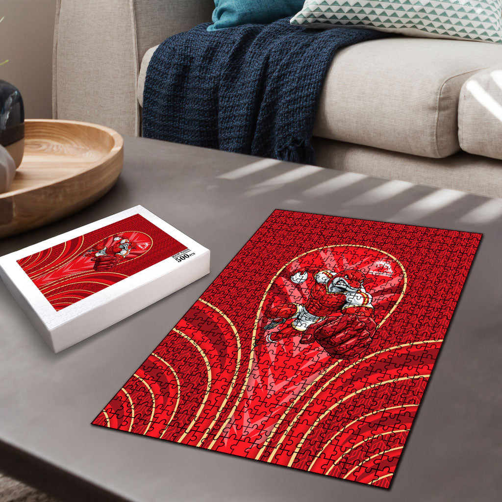 Dolphins Rugby Mascot Puzzle Australian Rugby Culture - Tribal Inspired Dolphin