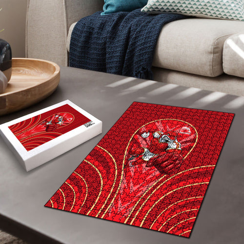 Dolphins Rugby Mascot Puzzle Australian Rugby Culture - Tribal Inspired Dolphin