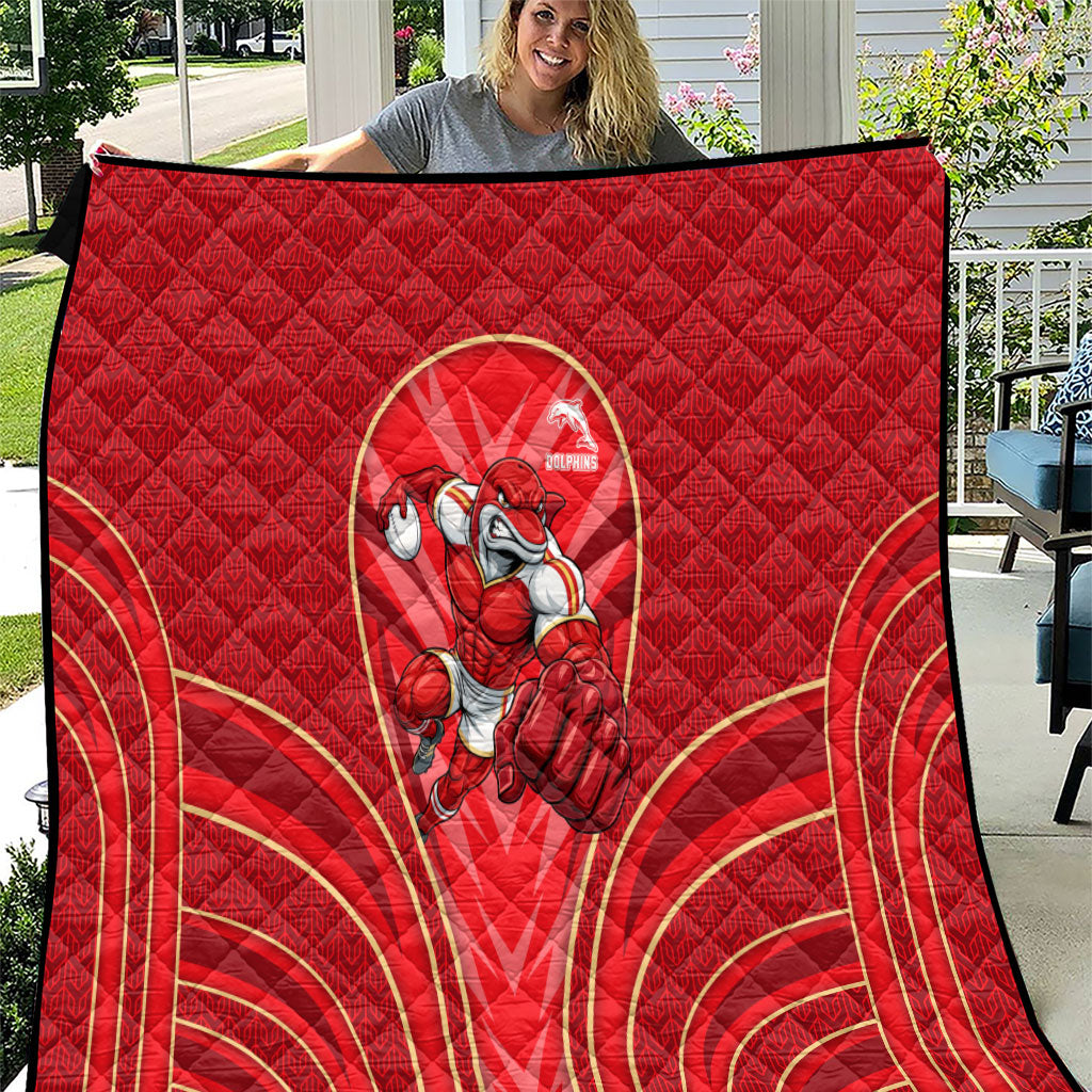 Dolphins Rugby Mascot Quilt Australian Rugby Culture - Tribal Inspired Dolphin
