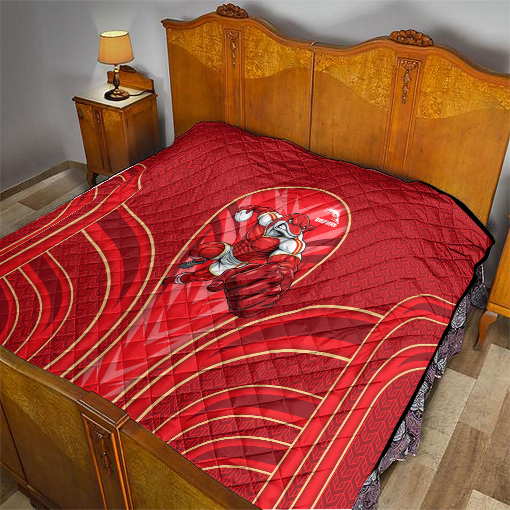Dolphins Rugby Mascot Quilt Australian Rugby Culture - Tribal Inspired Dolphin