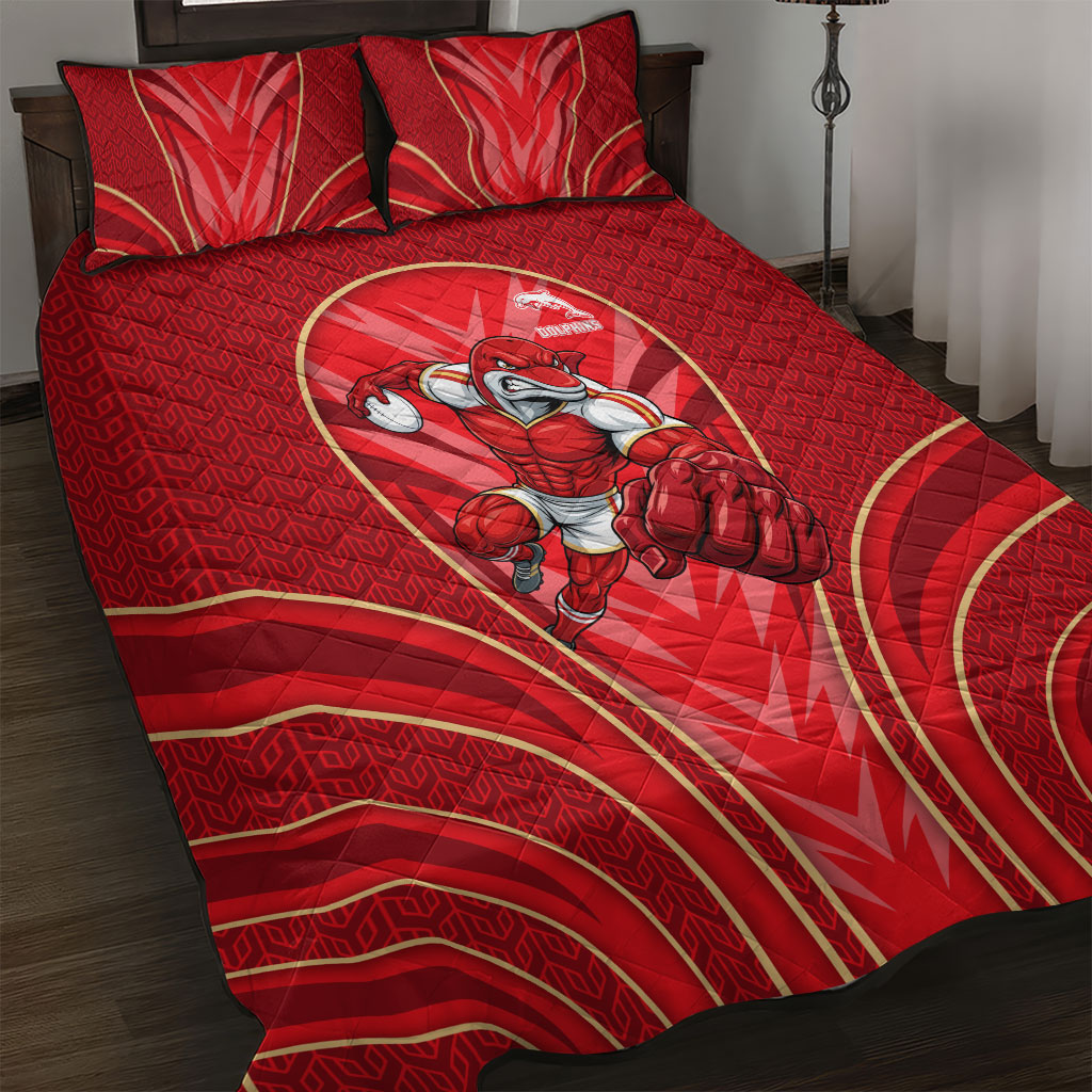 Dolphins Rugby Mascot Quilt Bed Set Australian Rugby Culture - Tribal Inspired Dolphin