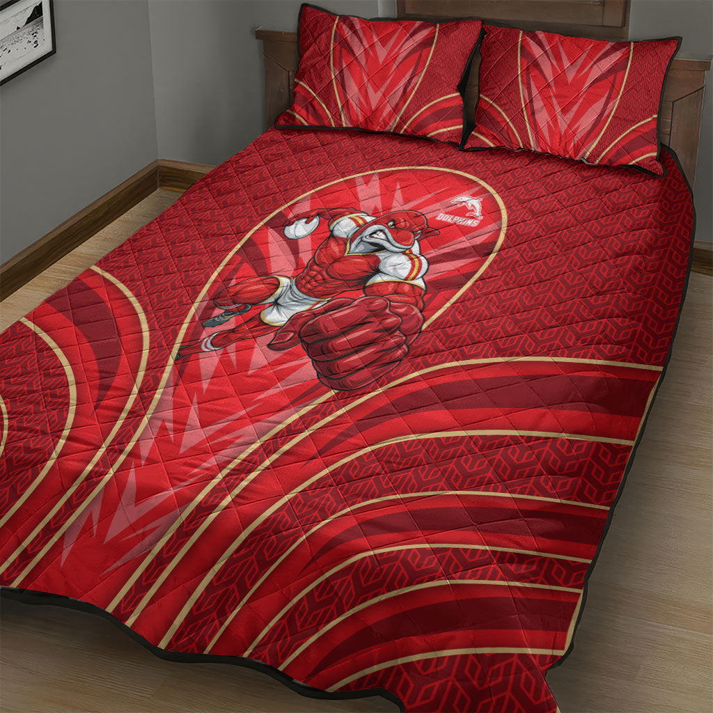 Dolphins Rugby Mascot Quilt Bed Set Australian Rugby Culture - Tribal Inspired Dolphin