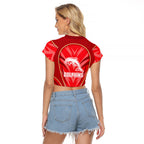 Dolphins Rugby Mascot Raglan Cropped T Shirt Australian Rugby Culture - Tribal Inspired Dolphin