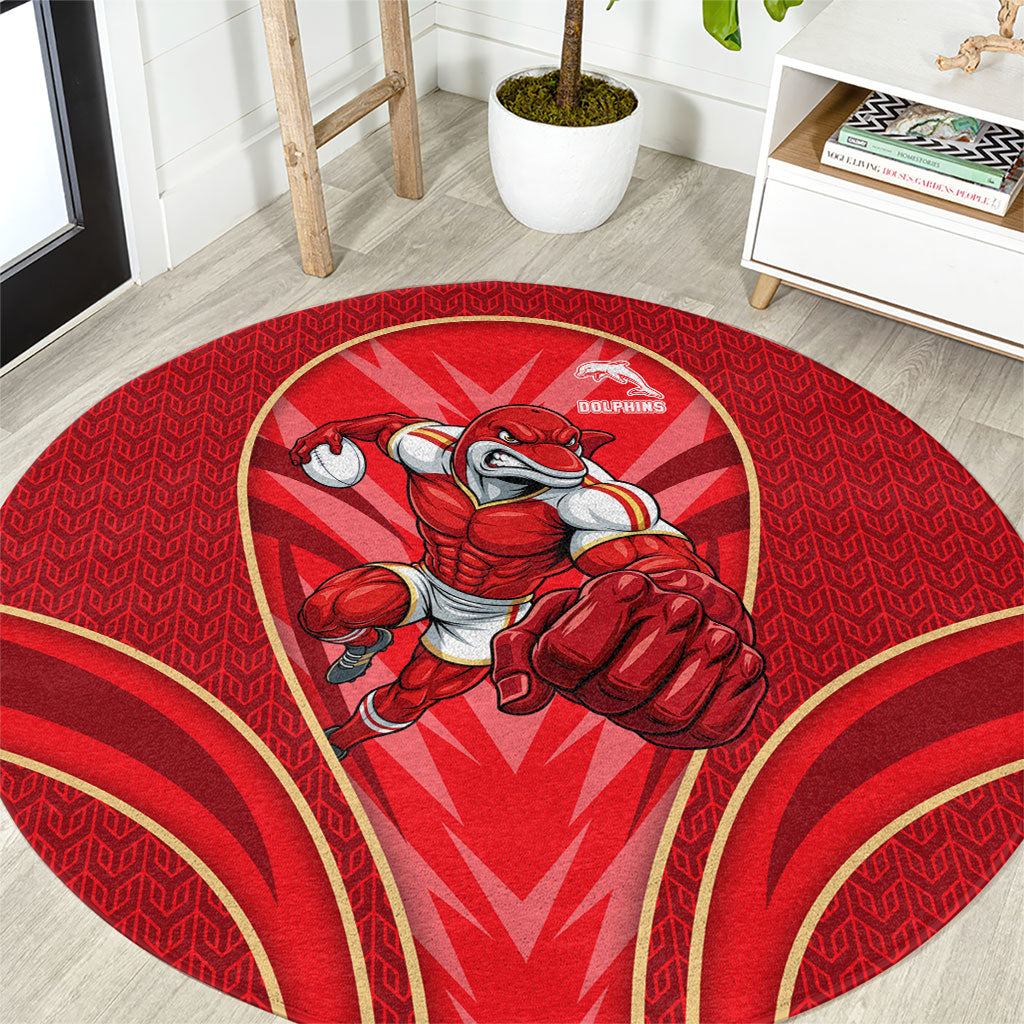 Dolphins Rugby Mascot Round Carpet Australian Rugby Culture - Tribal Inspired Dolphin