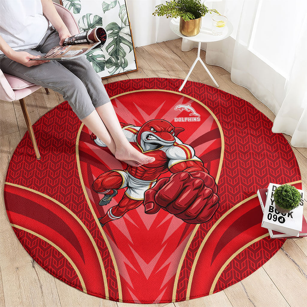 Dolphins Rugby Mascot Round Carpet Australian Rugby Culture - Tribal Inspired Dolphin