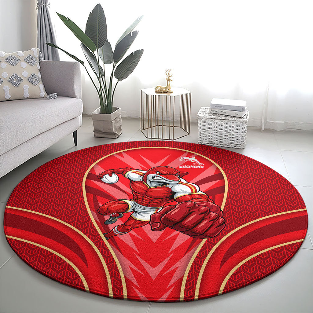 Dolphins Rugby Mascot Round Carpet Australian Rugby Culture - Tribal Inspired Dolphin
