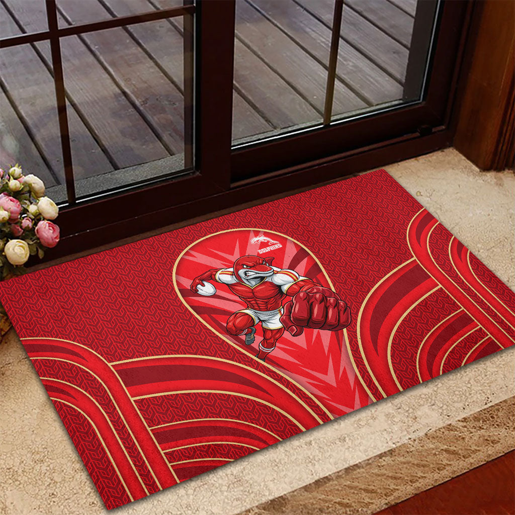 Dolphins Rugby Mascot Rubber Doormat Australian Rugby Culture - Tribal Inspired Dolphin