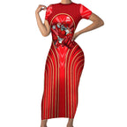 Dolphins Rugby Mascot Short Sleeve Bodycon Dress Australian Rugby Culture - Tribal Inspired Dolphin