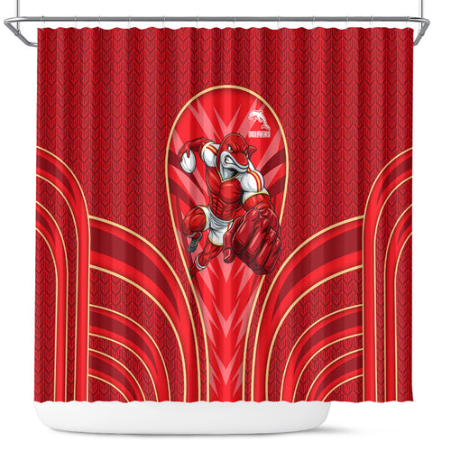 Dolphins Rugby Mascot Shower Curtain Australian Rugby Culture - Tribal Inspired Dolphin