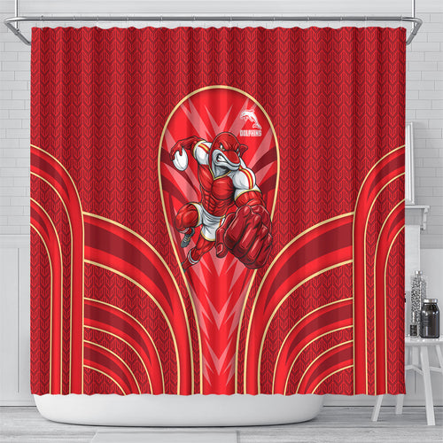 Dolphins Rugby Mascot Shower Curtain Australian Rugby Culture - Tribal Inspired Dolphin