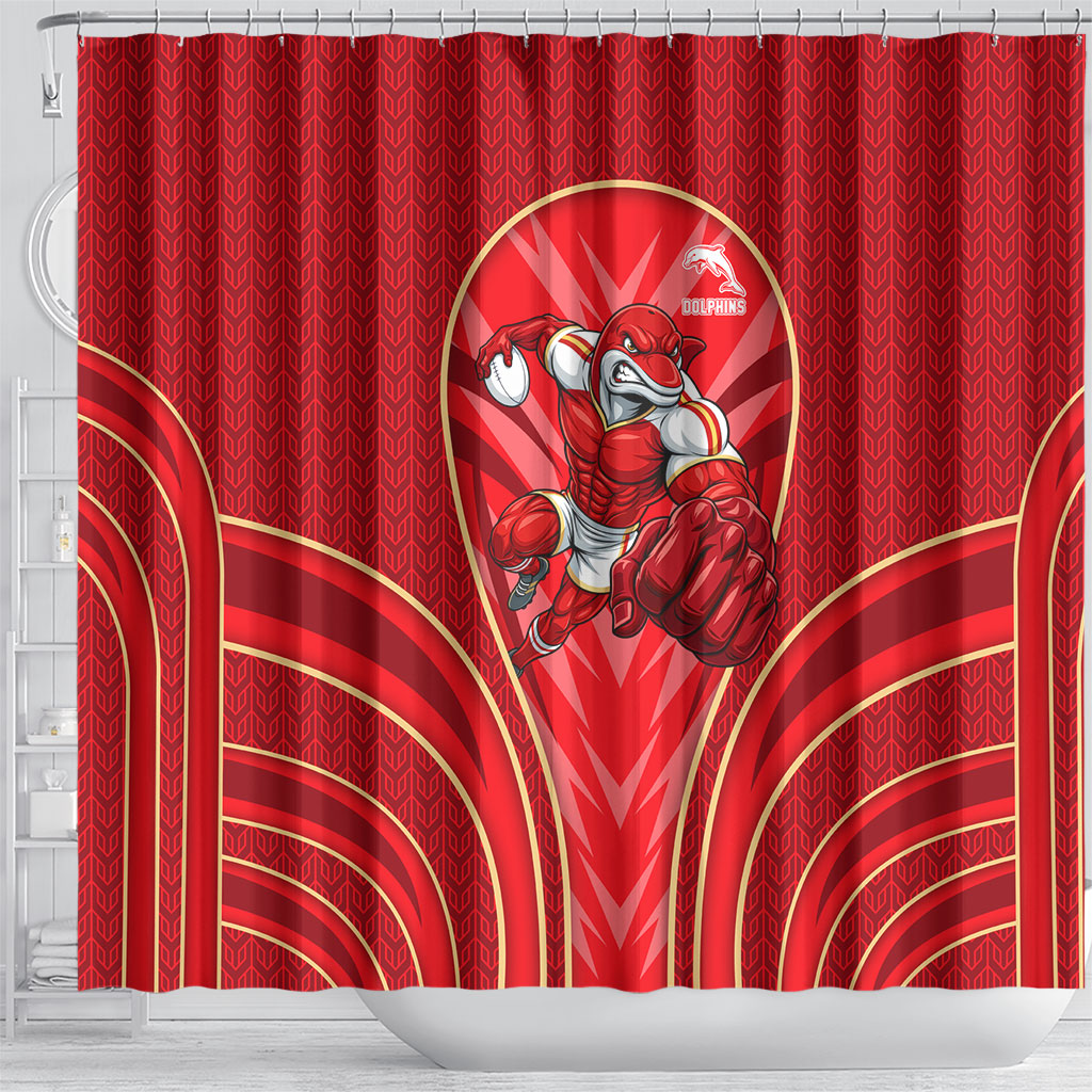Dolphins Rugby Mascot Shower Curtain Australian Rugby Culture - Tribal Inspired Dolphin