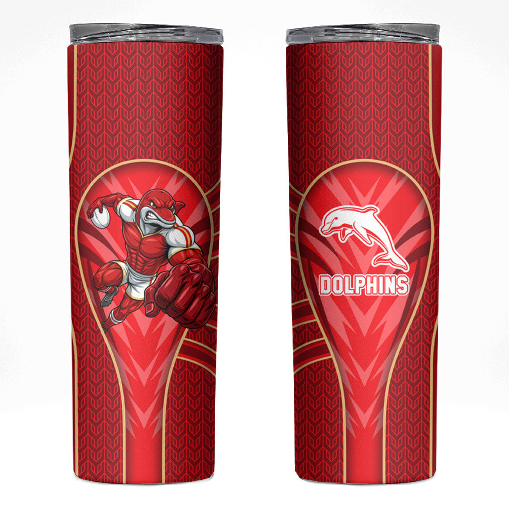 Dolphins Rugby Mascot Skinny Tumbler Australian Rugby Culture - Tribal Inspired Dolphin