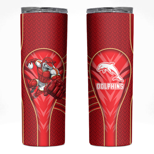 Dolphins Rugby Mascot Skinny Tumbler Australian Rugby Culture - Tribal Inspired Dolphin