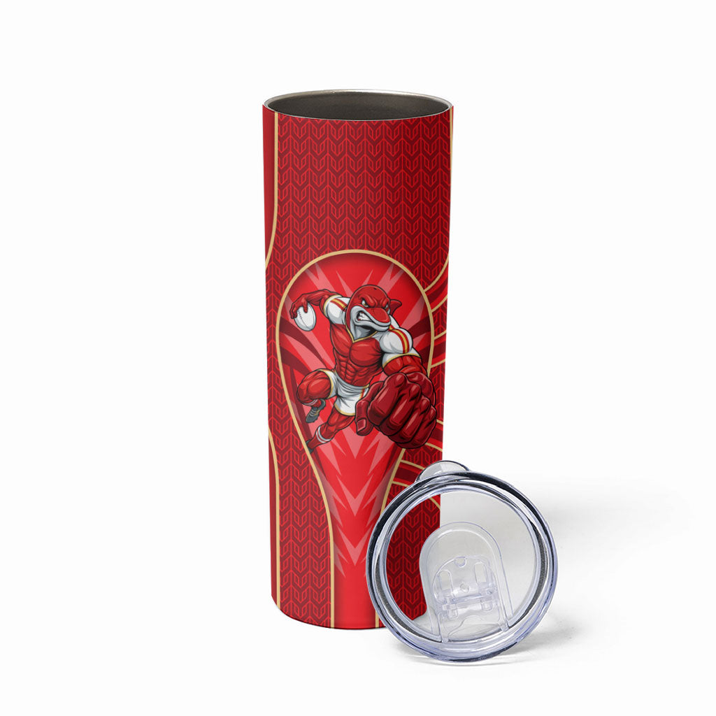 Dolphins Rugby Mascot Skinny Tumbler Australian Rugby Culture - Tribal Inspired Dolphin
