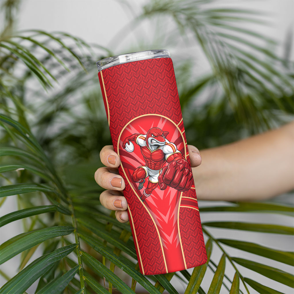 Dolphins Rugby Mascot Skinny Tumbler Australian Rugby Culture - Tribal Inspired Dolphin