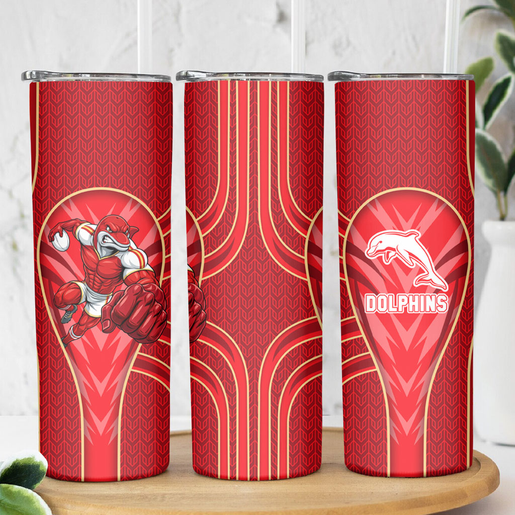 Dolphins Rugby Mascot Skinny Tumbler Australian Rugby Culture - Tribal Inspired Dolphin
