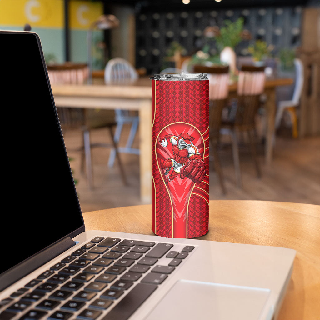 Dolphins Rugby Mascot Skinny Tumbler Australian Rugby Culture - Tribal Inspired Dolphin