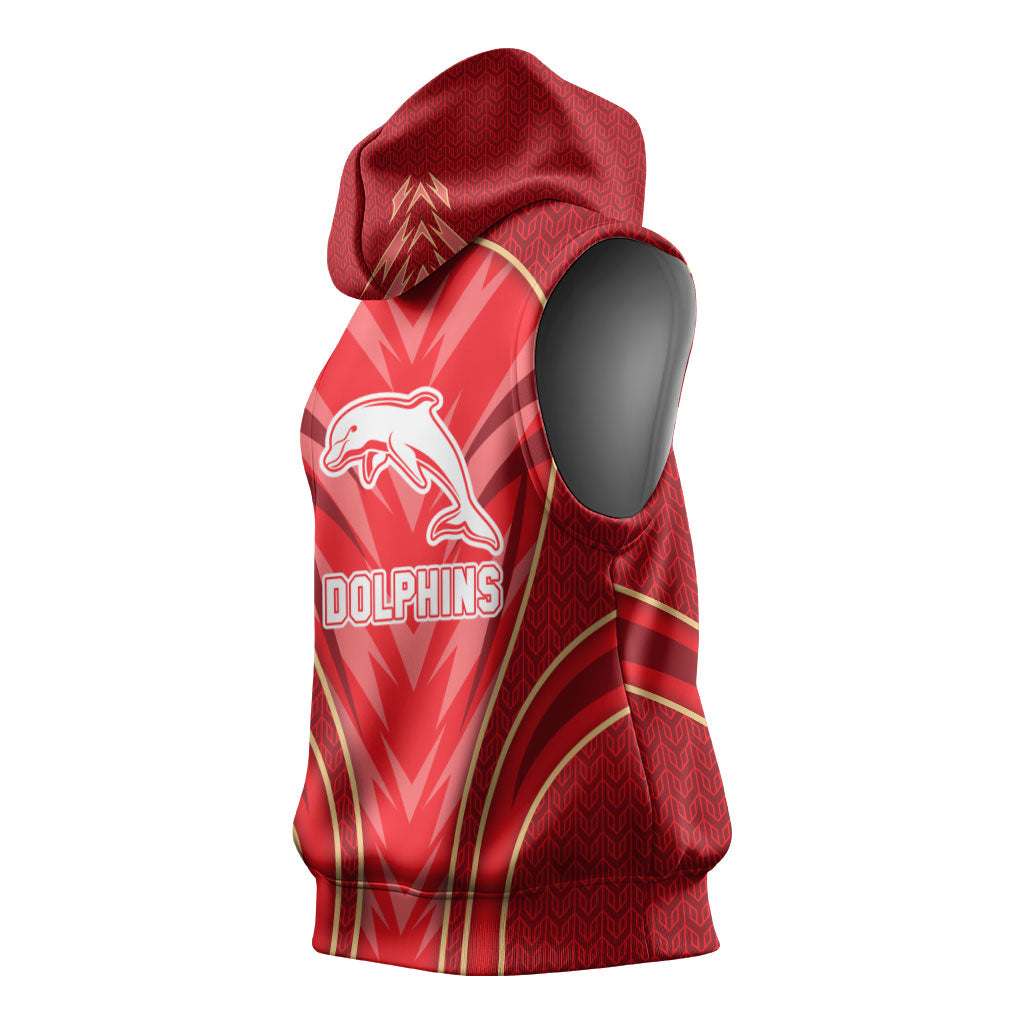 Dolphins Rugby Mascot Sleeveless Hoodie Australian Rugby Culture - Tribal Inspired Dolphin