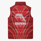 Dolphins Rugby Mascot Sleeveless Puffer Jacket Australian Rugby Culture - Tribal Inspired Dolphin
