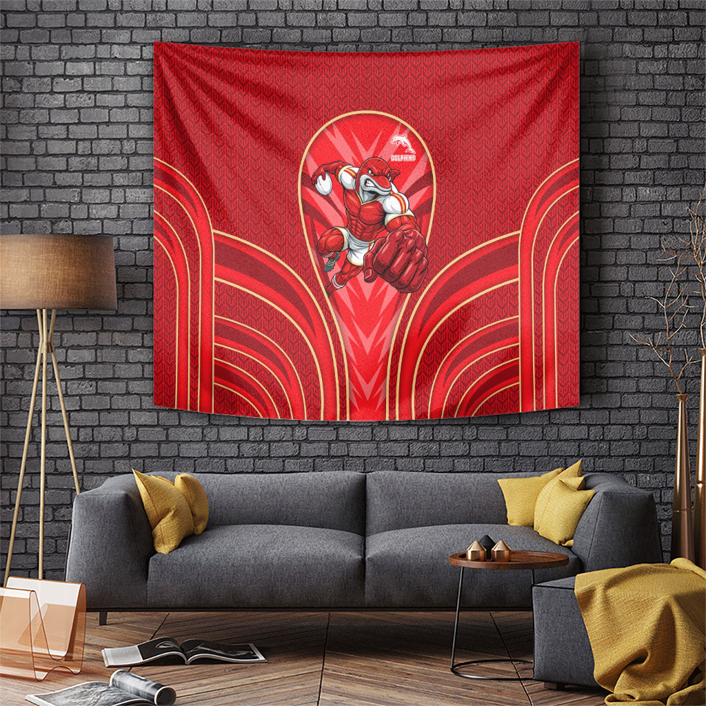 Dolphins Rugby Mascot Tapestry Australian Rugby Culture - Tribal Inspired Dolphin