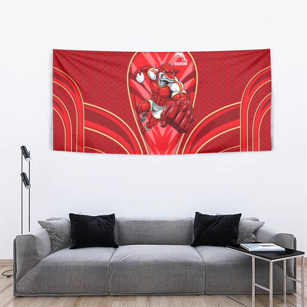 Dolphins Rugby Mascot Tapestry Australian Rugby Culture - Tribal Inspired Dolphin