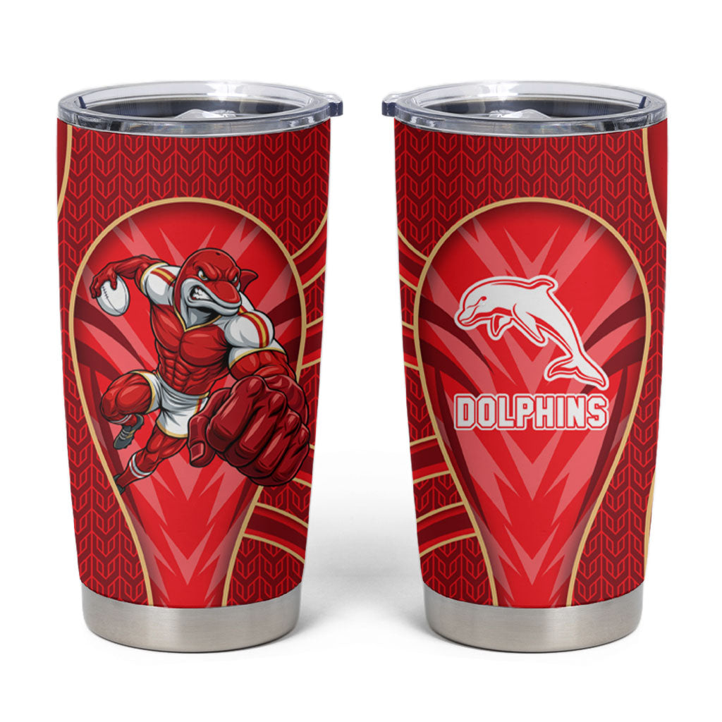 Dolphins Rugby Mascot Tumbler Cup Australian Rugby Culture - Tribal Inspired Dolphin