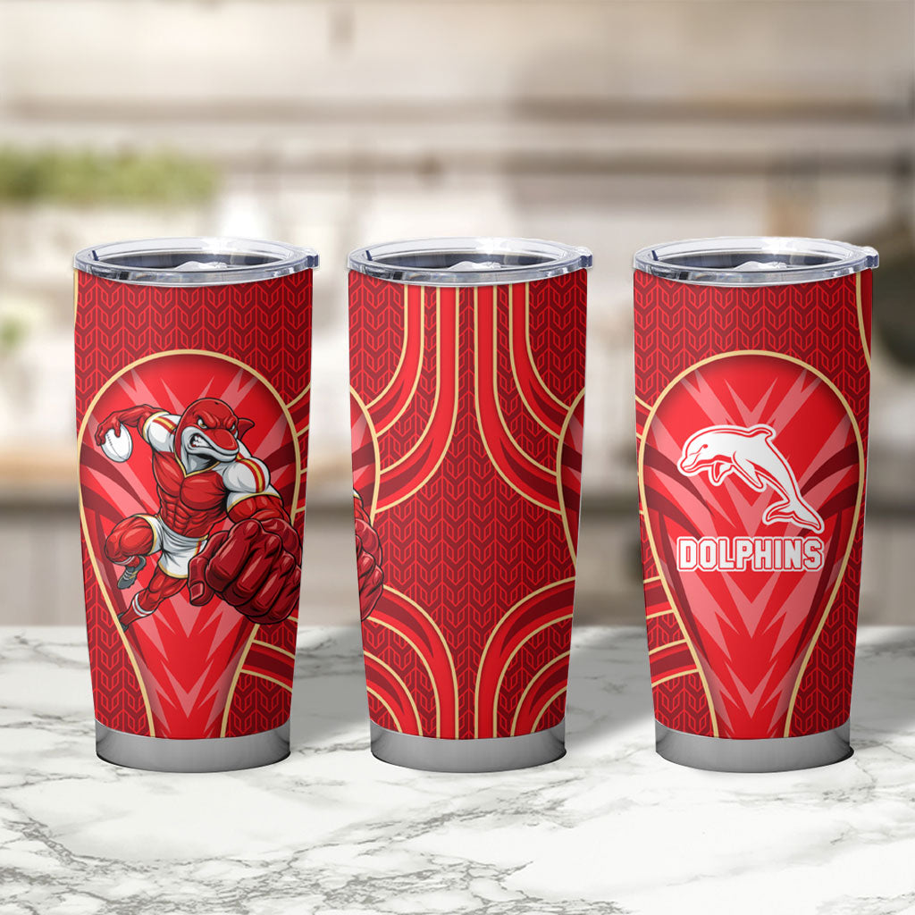Dolphins Rugby Mascot Tumbler Cup Australian Rugby Culture - Tribal Inspired Dolphin