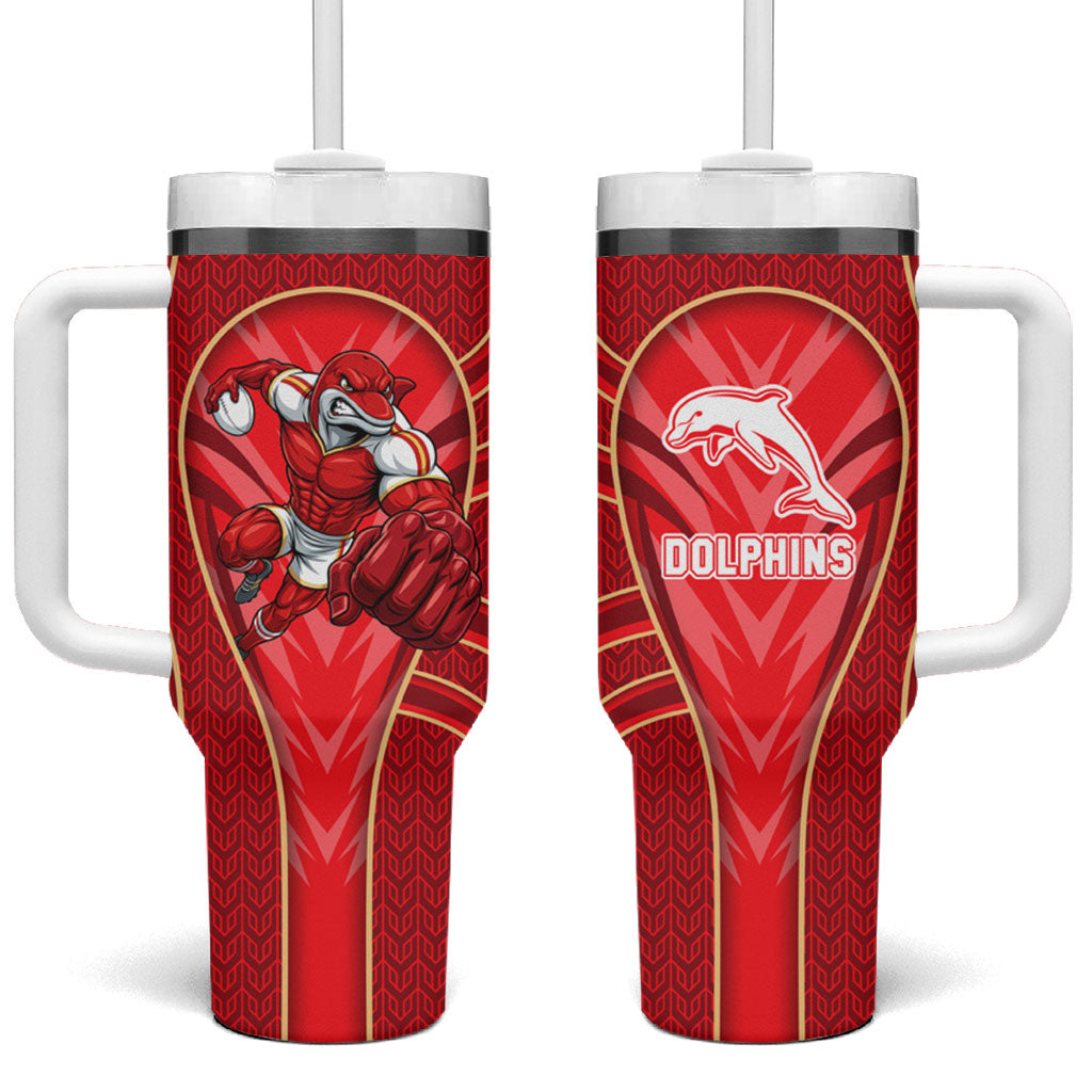Dolphins Rugby Mascot Tumbler With Handle Australian Rugby Culture - Tribal Inspired Dolphin