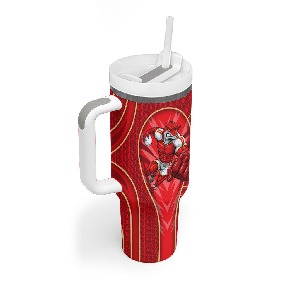 Dolphins Rugby Mascot Tumbler With Handle Australian Rugby Culture - Tribal Inspired Dolphin
