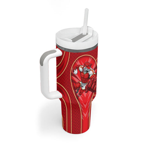 Dolphins Rugby Mascot Tumbler With Handle Australian Rugby Culture - Tribal Inspired Dolphin