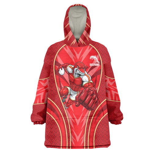 Dolphins Rugby Mascot Wearable Blanket Hoodie Australian Rugby Culture - Tribal Inspired Dolphin
