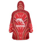 Dolphins Rugby Mascot Wearable Blanket Hoodie Australian Rugby Culture - Tribal Inspired Dolphin